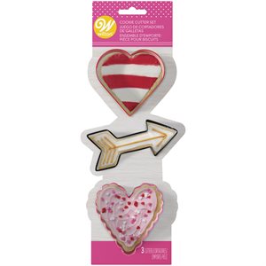 Heart, Arrow, & Scalloped Heart Cookie Cutter Set, 3pc