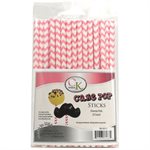Pink Chevron Cake Pop Sticks- 6 Inch -Pack of 25