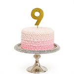 Gold Glitter Number 9 Candle 4"