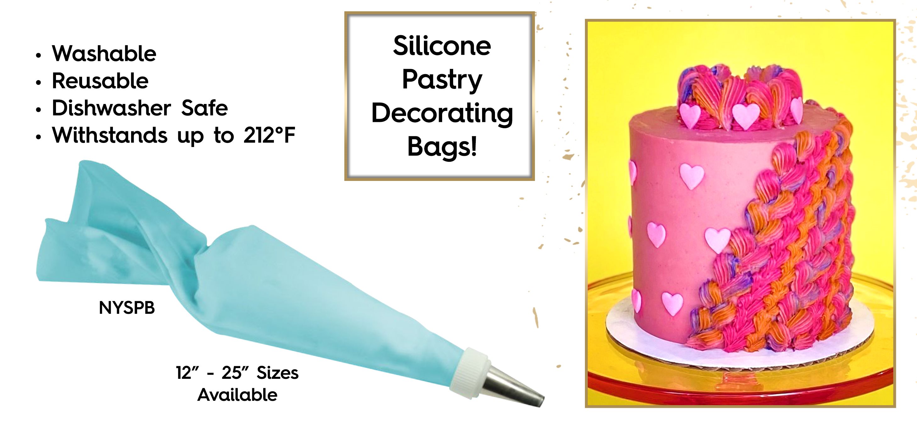 Silicone Pastry Piping Decorating Reusable Washable Bags