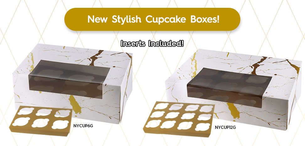 New Cupcake Boxes NY Cake Standard Insert Gold Elegant